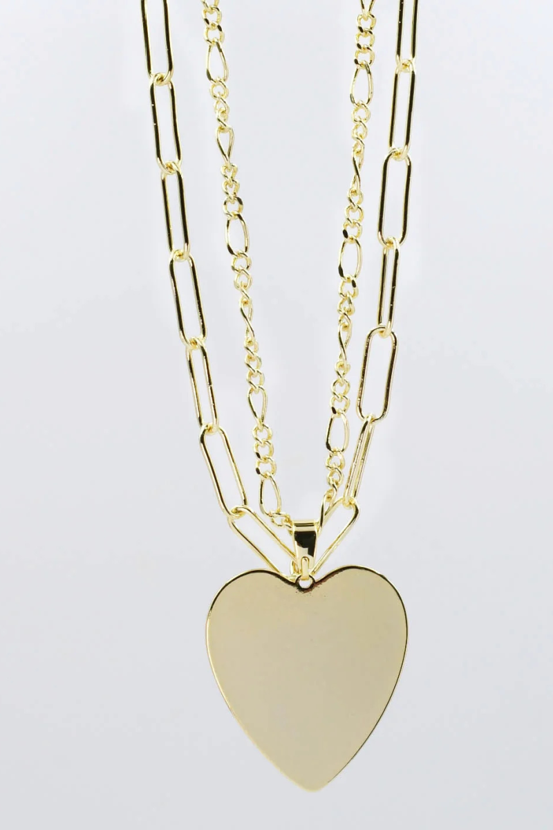 BIG HEART DOUBLE CHAIN NECKLACE