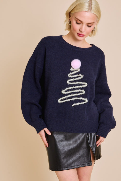 TREE APPLIQUE SWEATER